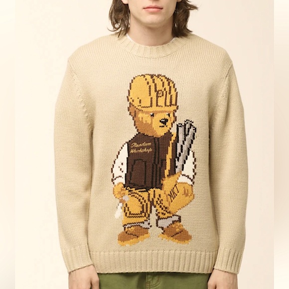 NWT!! MARKET brand “WORKSHOP BEAR” Ivory Sweater - Picture 1 of 3